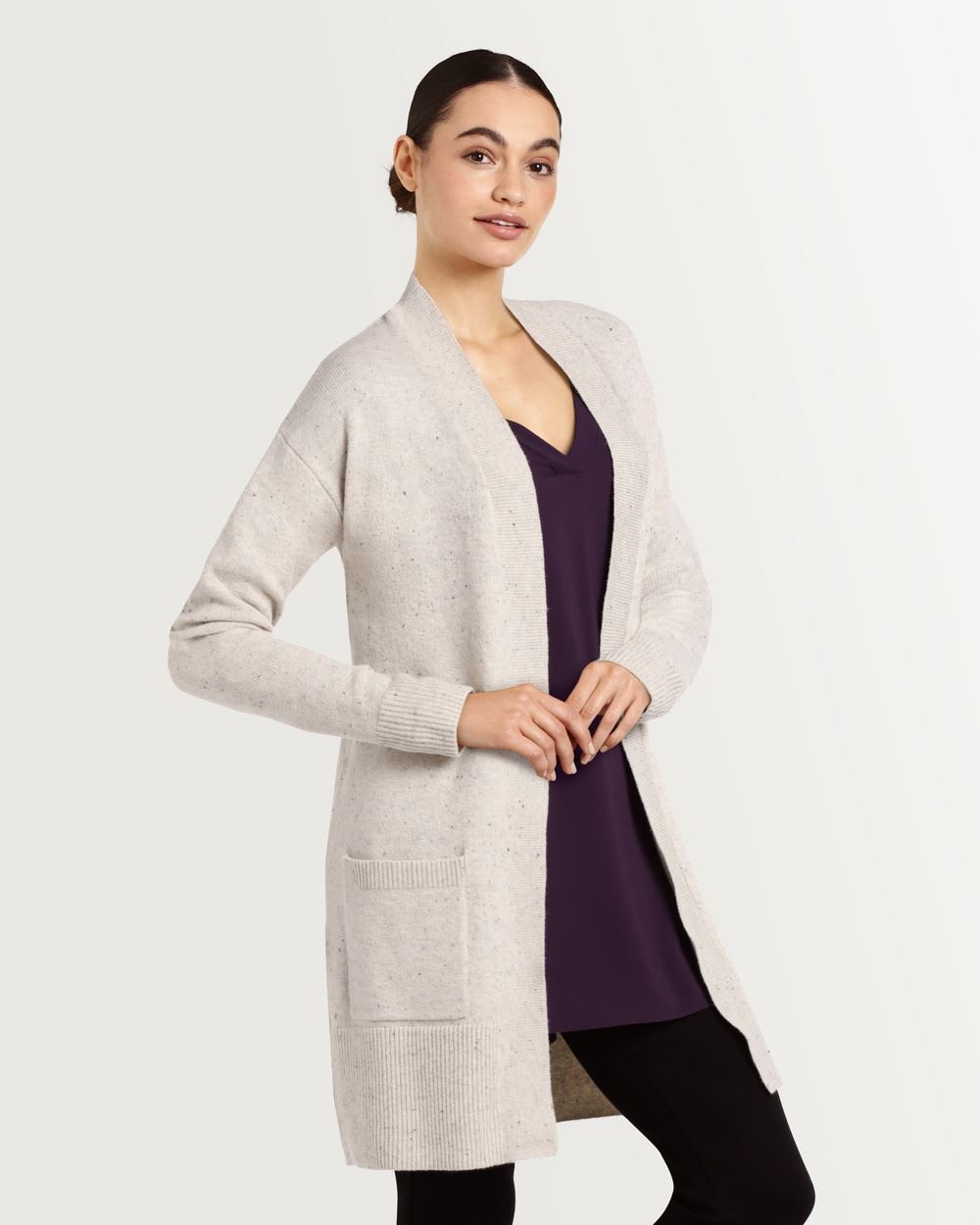 Pocketed Long Open Cardigan