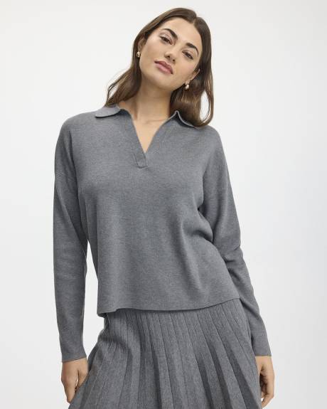 Long-Sleeve Sweater with Johnny Collar