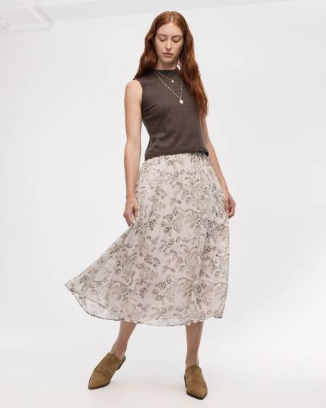 Jupe midi en mousseline plissée