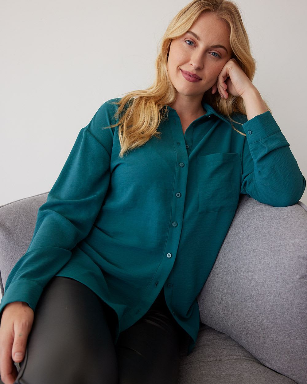 Buttoned-Down Long-Sleeve Top