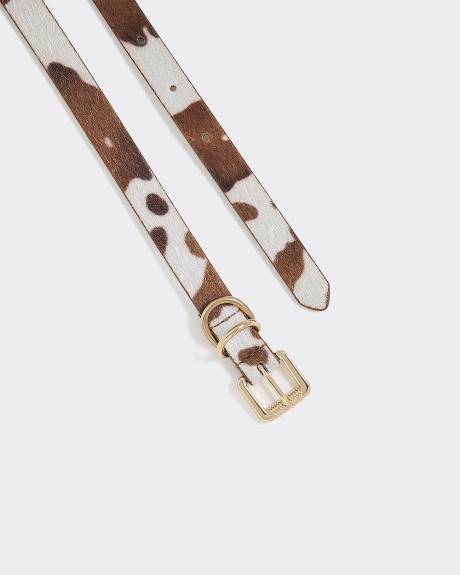Skinny Faux Cow Skin Belt