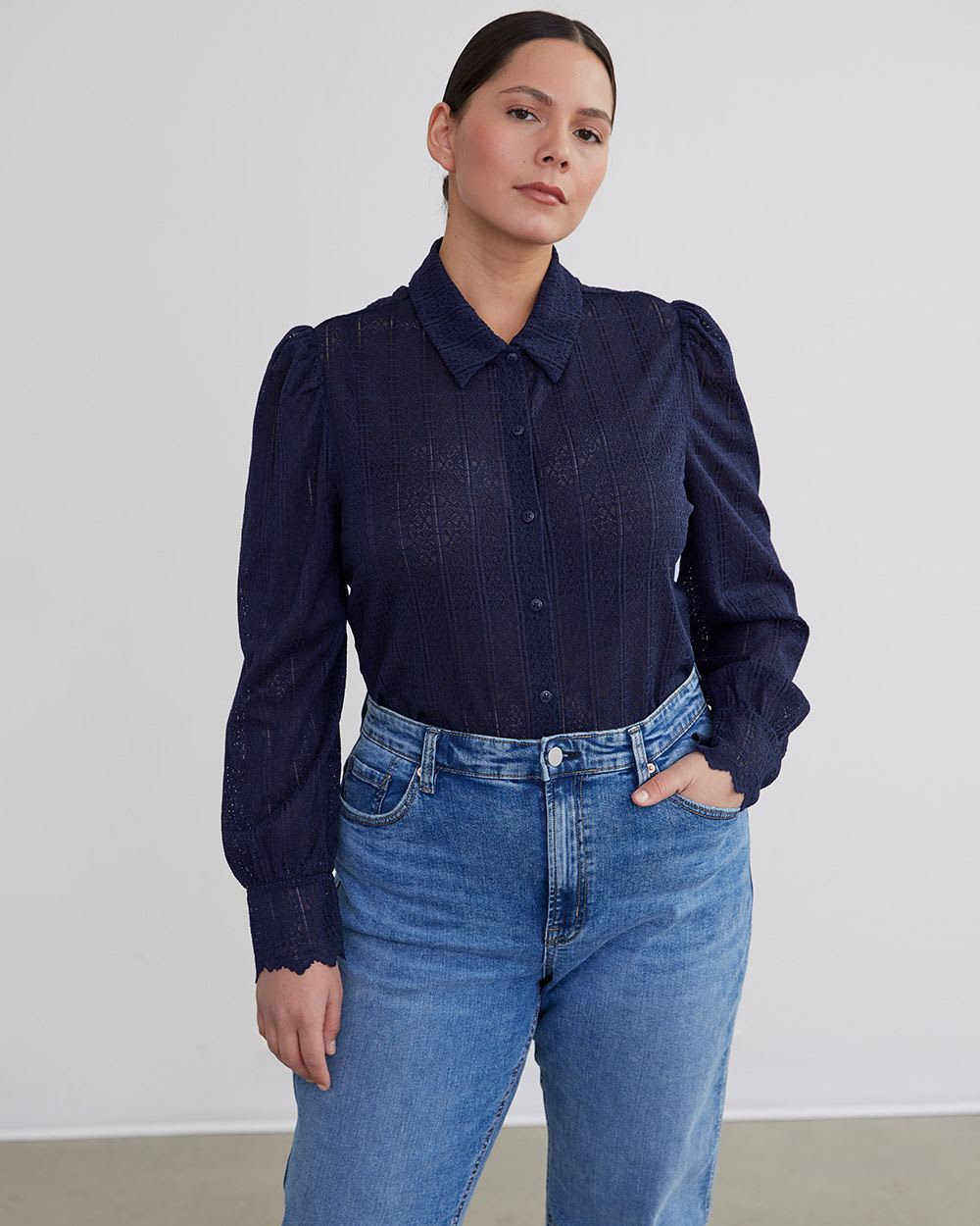Long-Sleeve Lace Shirt