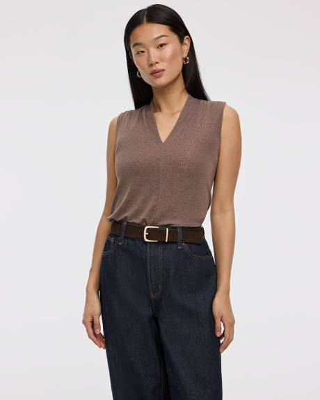 Haut scintillant sans manches à col V