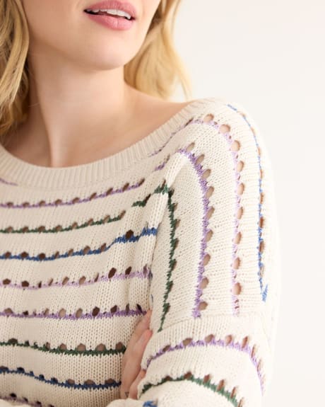 Long-Sleeve Pullover with Open Stitches