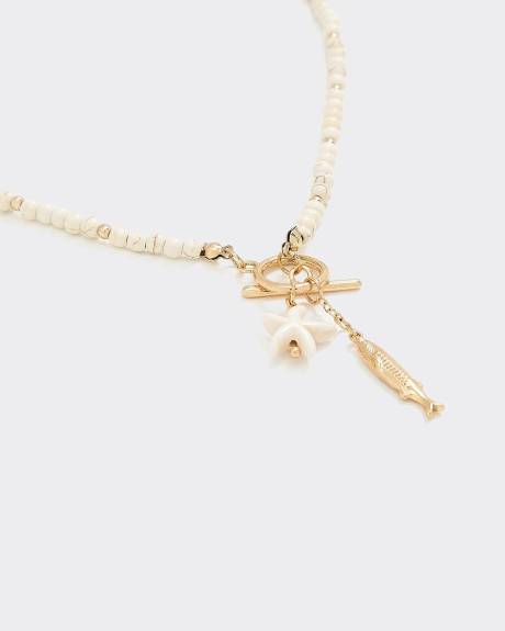 Collier court en pierres et perles