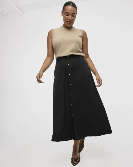 A-Line Midi Skirt with Buttons