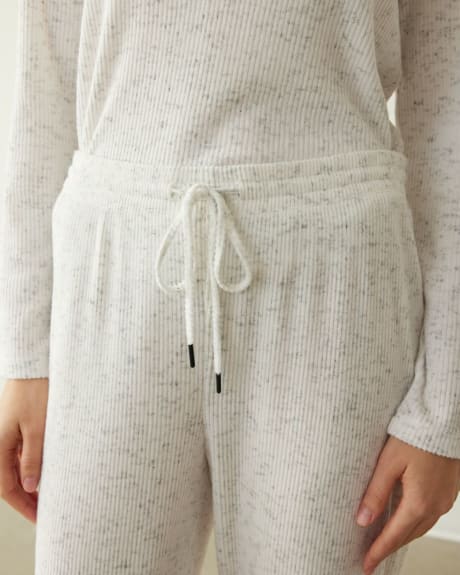Long-Sleeve Ribbed Pyjama Top with Henley Neckline - R Line