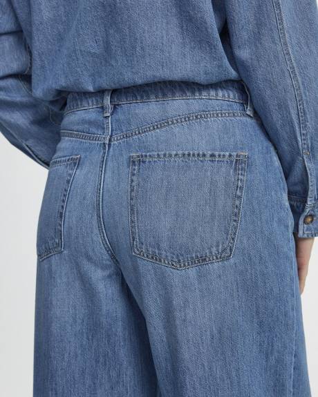 Jean &agrave; jambe large et taille haute - Coupe Courbes