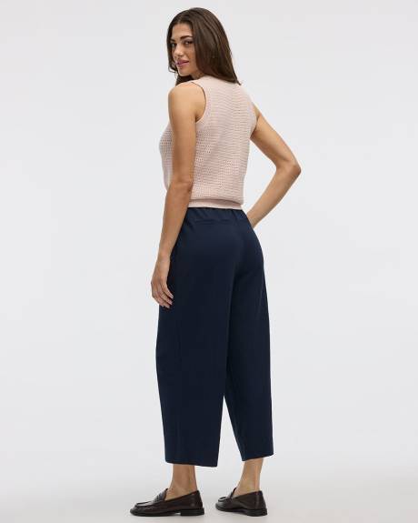 Wide-Leg Cropped Piqu&eacute; Pant - Petite