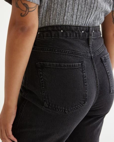 Straight-Leg High-Rise Jean with Studs - Petite