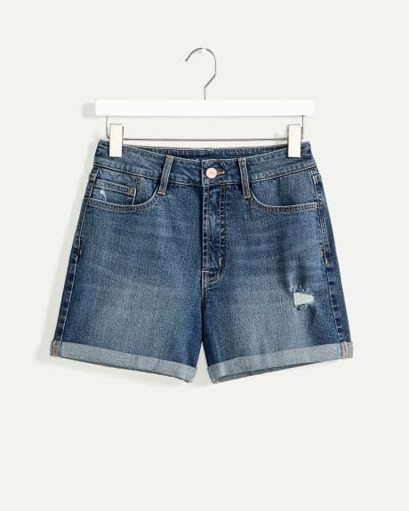 Super High Rise Denim Shorts With Rips The Curvy