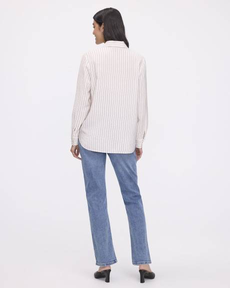 Striped Long-Sleeve Buttoned-Down Blouse