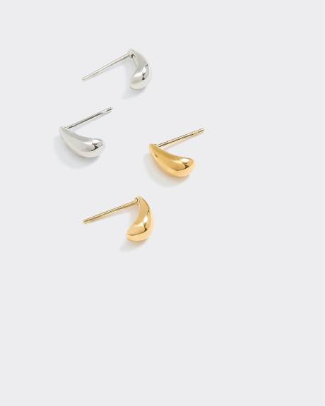 Boucles d'oreilles en forme de larme en acier inoxydable - 2 paires