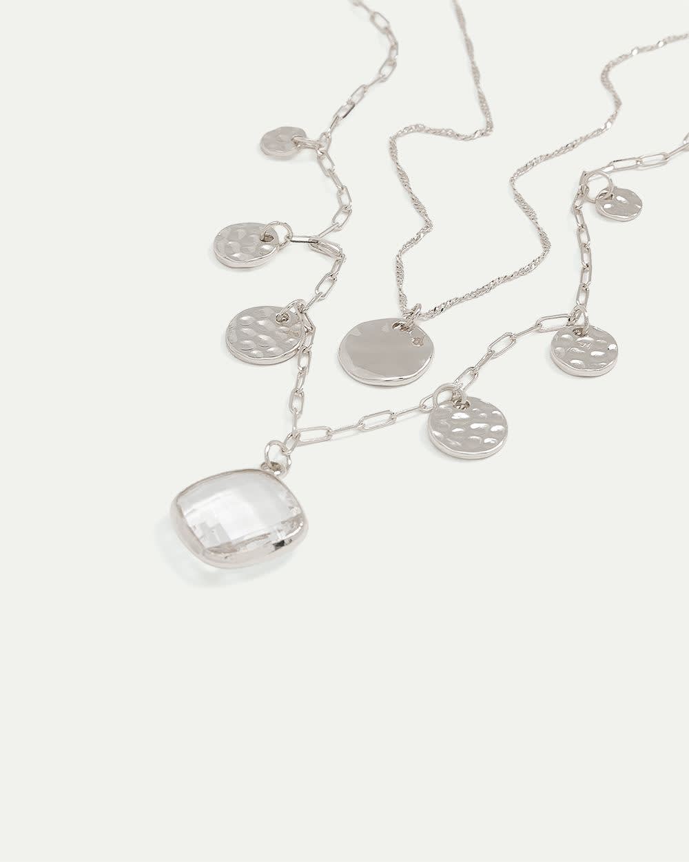 Double-Chain Short Necklace with Coin Pendants