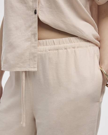 Wide-Leg High-Rise Linen Blend Pant - Petite