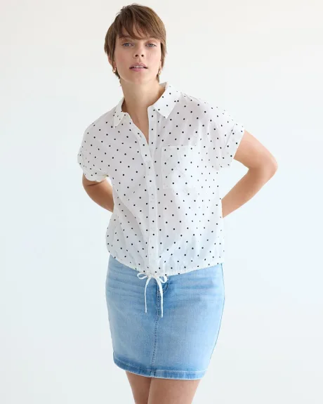 Extended-Sleeve Blouse with Shirt Collar