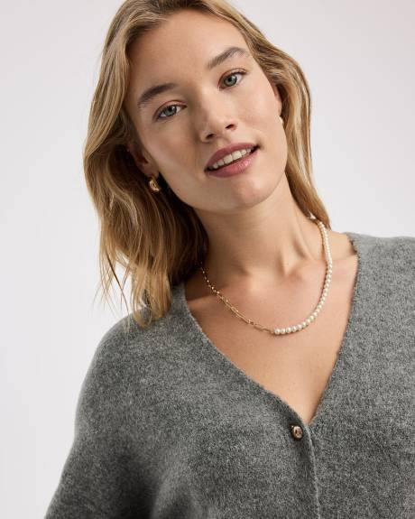 Cardigan long à col V avec poches