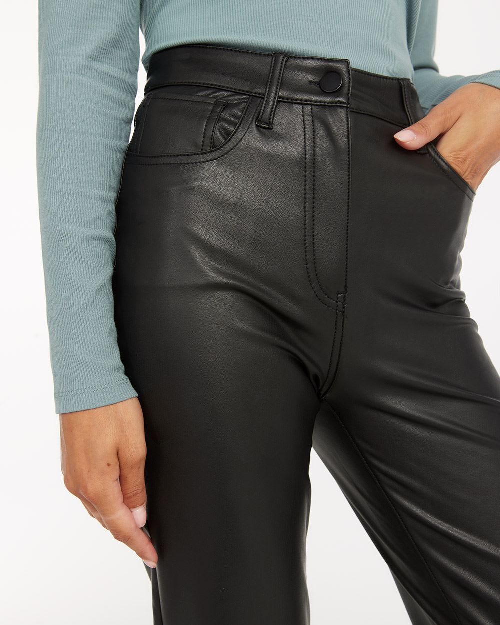 High-Waisted Straight-Leg Faux Leather Pants - Tall