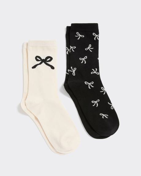Crew Socks with Bows - 2 Pairs