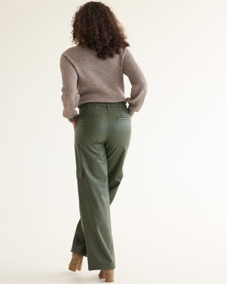 Pantalon cargo à jambe large en faux cuir - Long