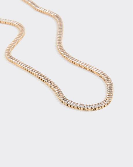 Baguette Short Necklace with Glass Stones