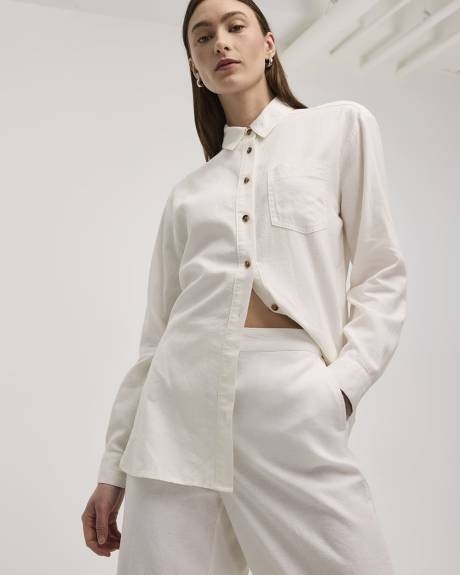Long-Sleeve Linen Blend Shirt