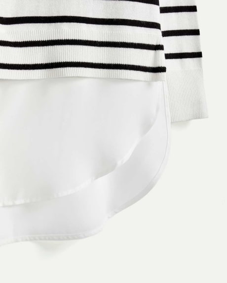 Striped Fooler Top Sweater - Petite