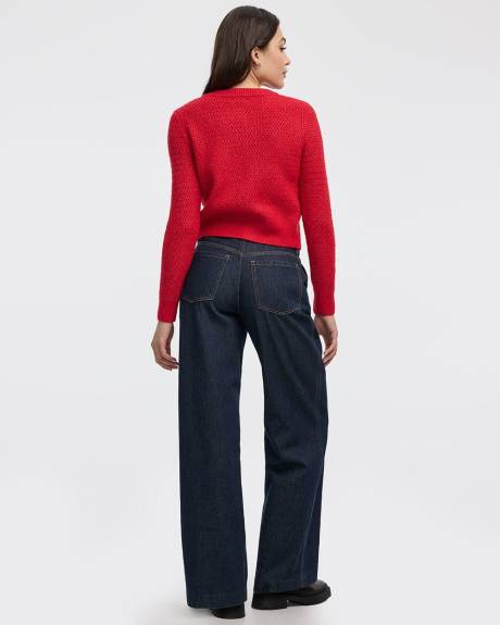 Cardigan ajust&eacute; &agrave; manches longues et col rond