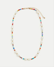 Beaded Short Necklace with Pearls