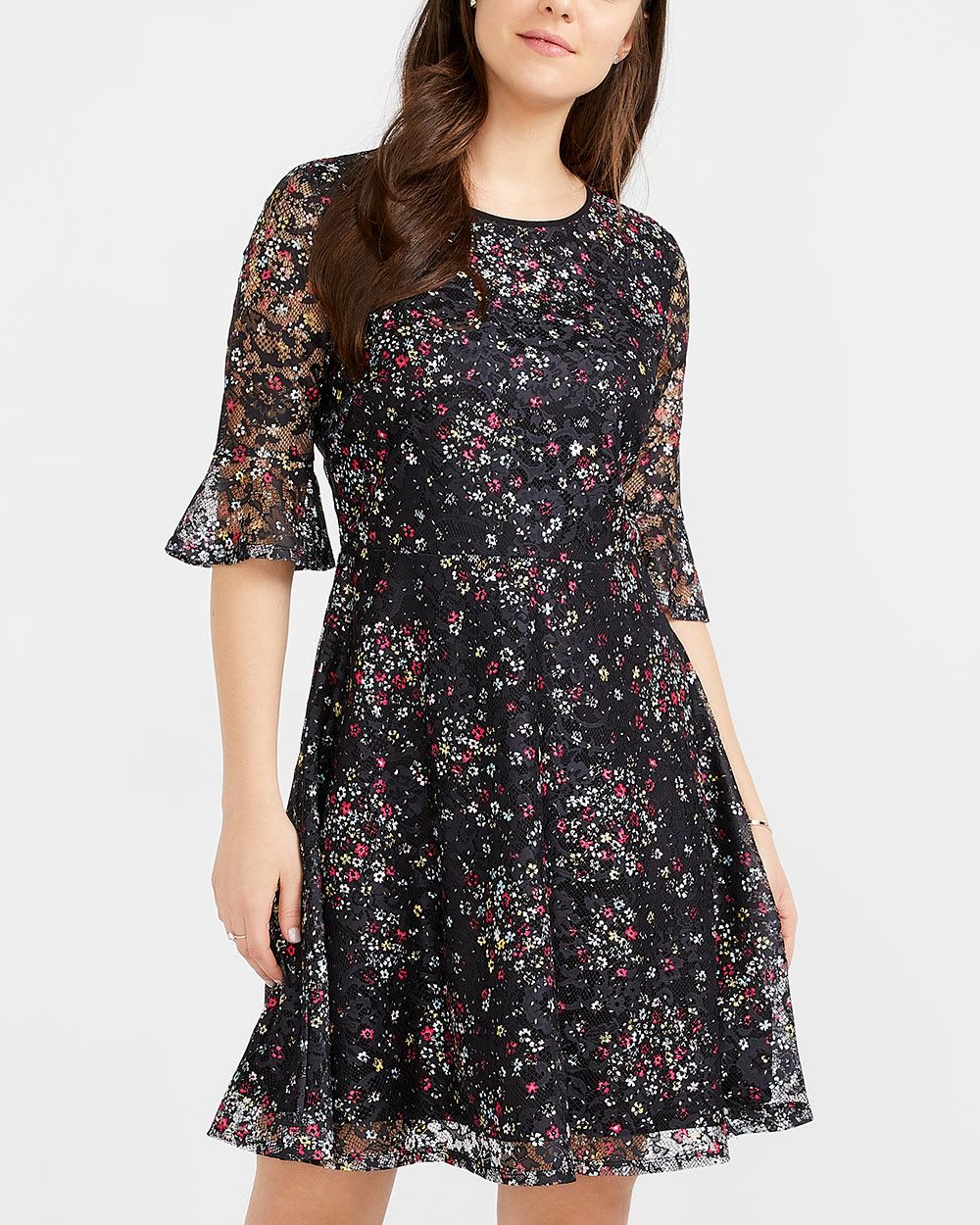 Ruffle Lace Printed Dress | Regular | Reitmans