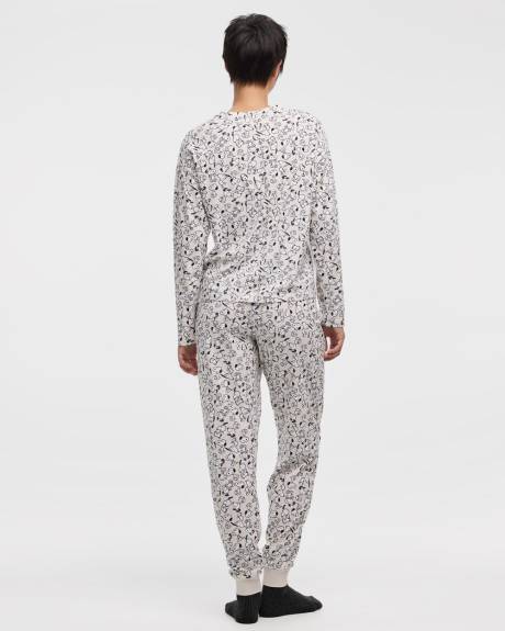 Ensemble pyjama Snoopy en coton à manches longues et jogger