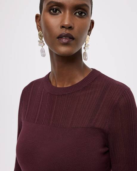 Pull à manches longues et col rond avec empiècement transparent