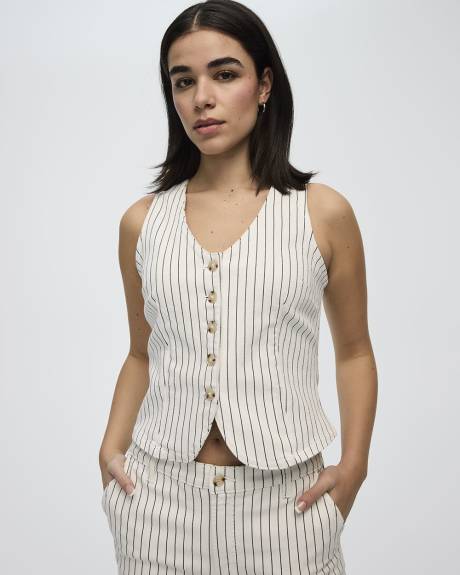 Veste sans manches ray&eacute; en denim