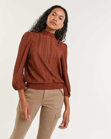 Lace Cable Knit Pullover with Bubble Sleeves