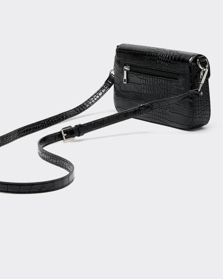 Sac à main en faux cuir à motif peau de crocodile