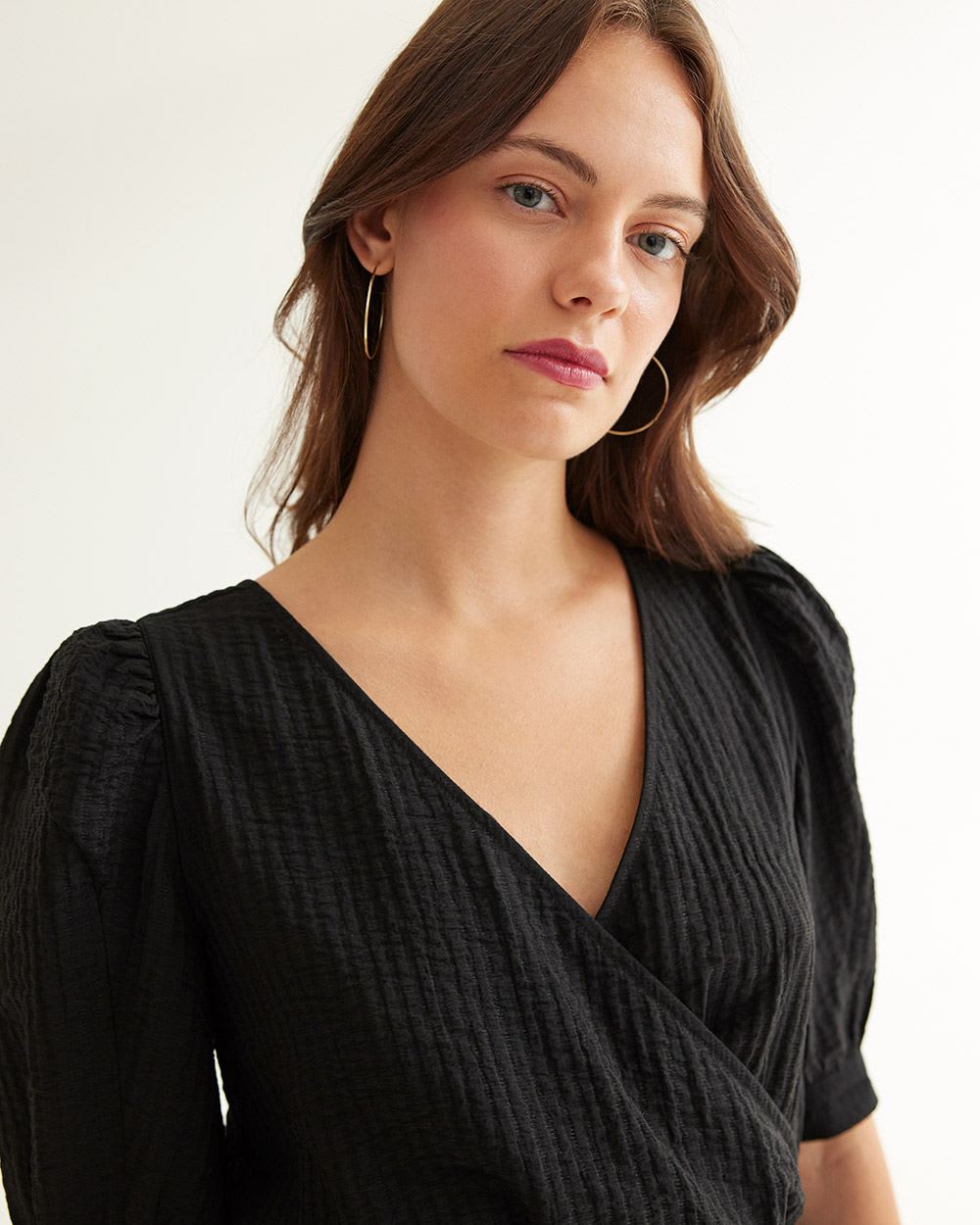 Short-Sleeve Wrap Dress with Lace-Up Details | Regular | Reitmans