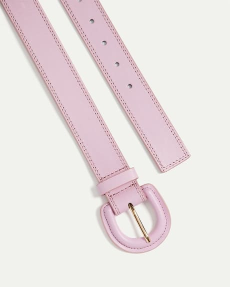 Thin Belt with Faut Leather Buckle