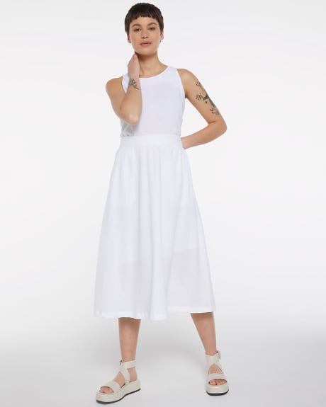 Pull-On Linen Midi Skirt with Lining