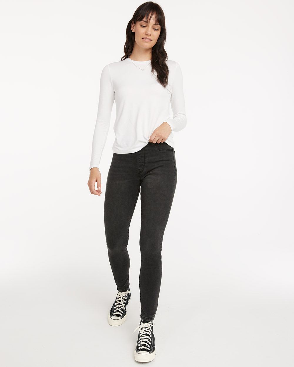High-Rise Faded Black Legging with 5 Pockets
