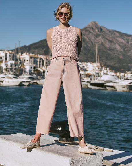 Wide-Leg High-Rise Cropped Jean - Petite