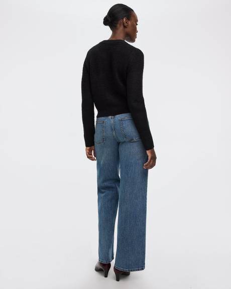 Long-Sleeve Crew-Neck Fitted Cardigan