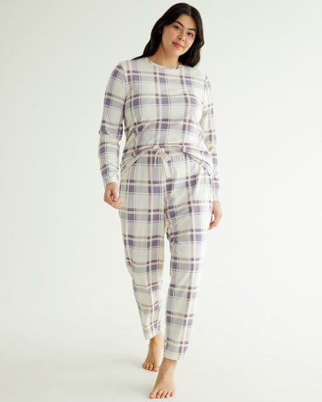 Long-Sleeve Top and Jogger Cotton-Blend Pyjama Set, R Line