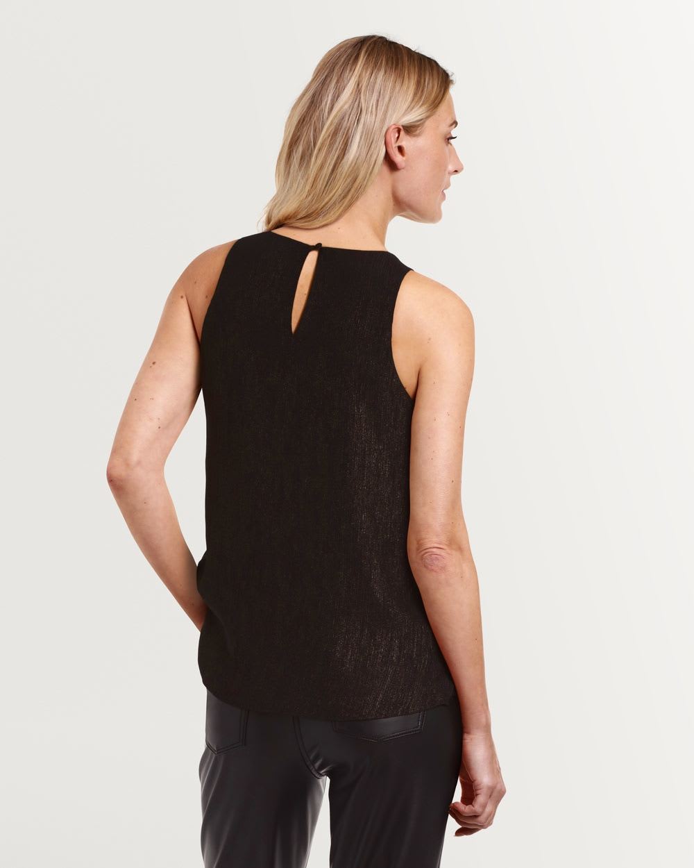 Shimmering Sleeveless Top with Keyhole Details