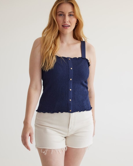 Smocked Tank with Front Buttons