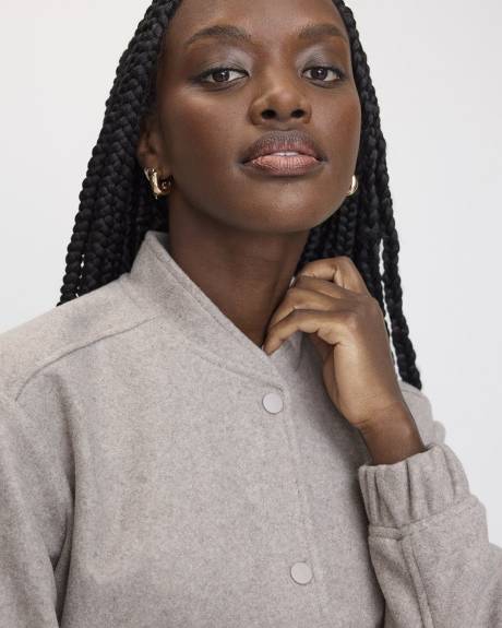 Faux-Wool Buttoned-Down Bomber Jacket