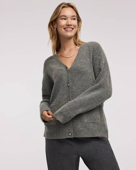 Cardigan long à col V avec poches