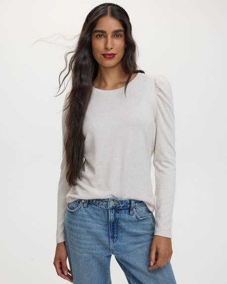 Long-Puffy-Sleeve Scoop-Neck Top