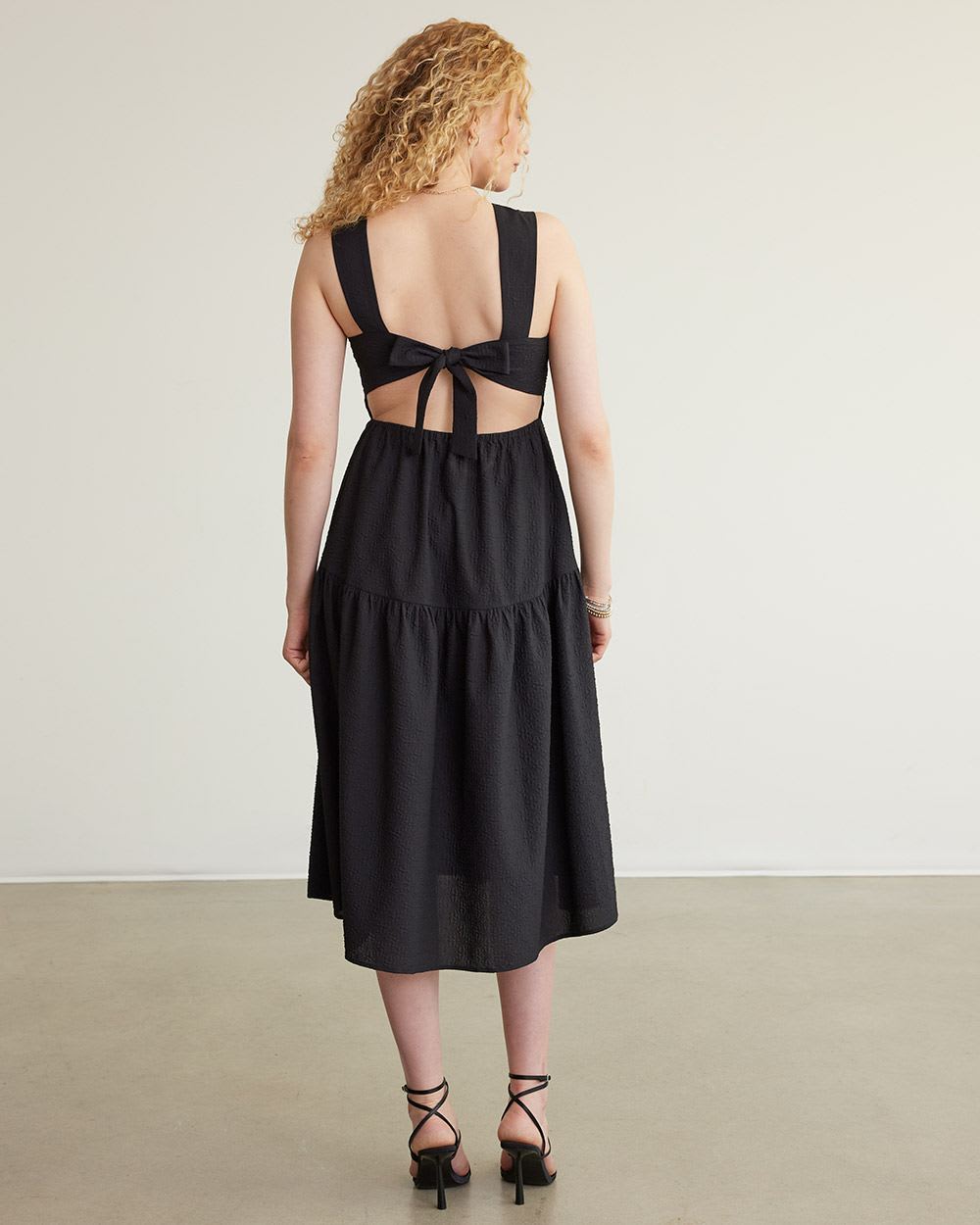 Sleeveless Midi Dress with Open Back