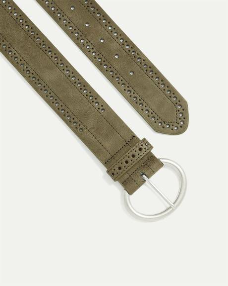 Faux Leather Belt with Perforated Details