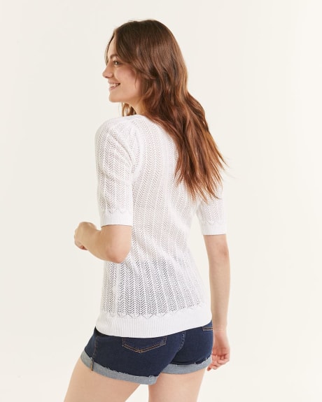 Square Neck Pointelle Sweater